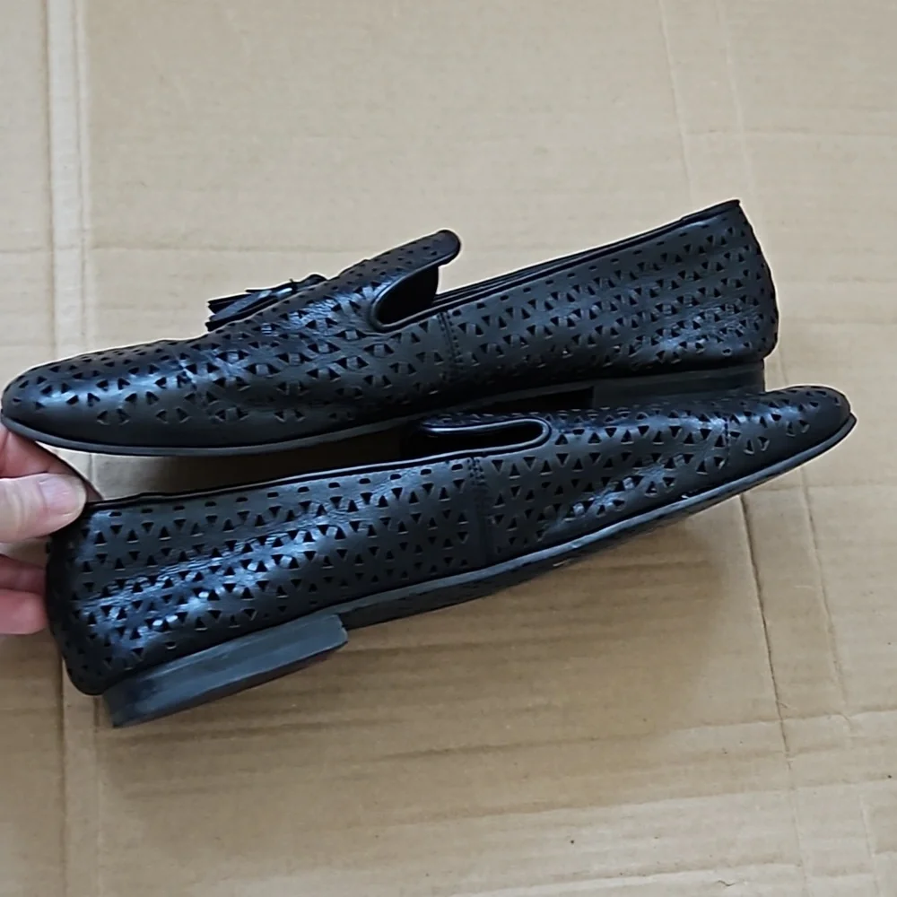 Patricia Nash Francesca black perforated tassel loafers-10 - Picture 3 of 11